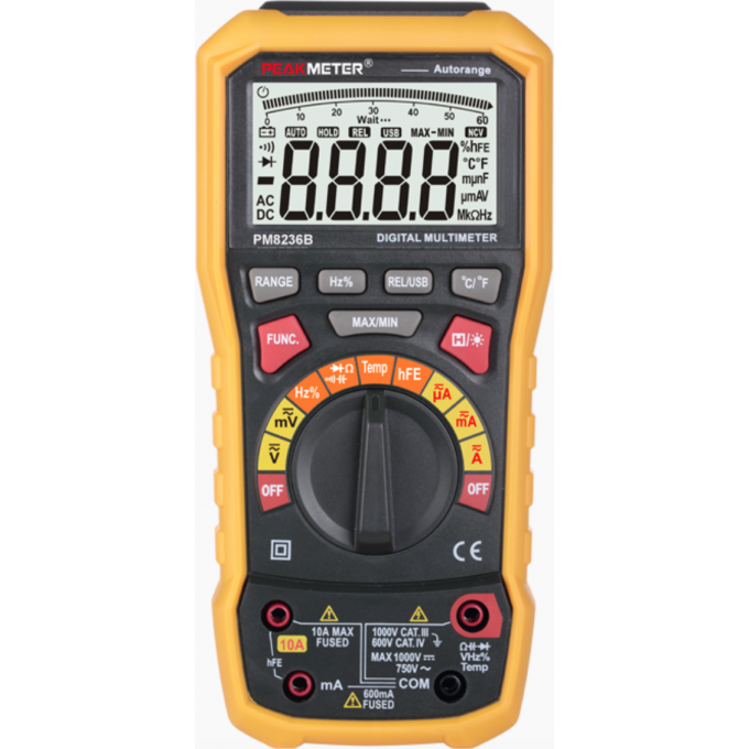 Мультиметр цифровой портативный PEAKMETER TrueRMS с Bluetooth PM8236B